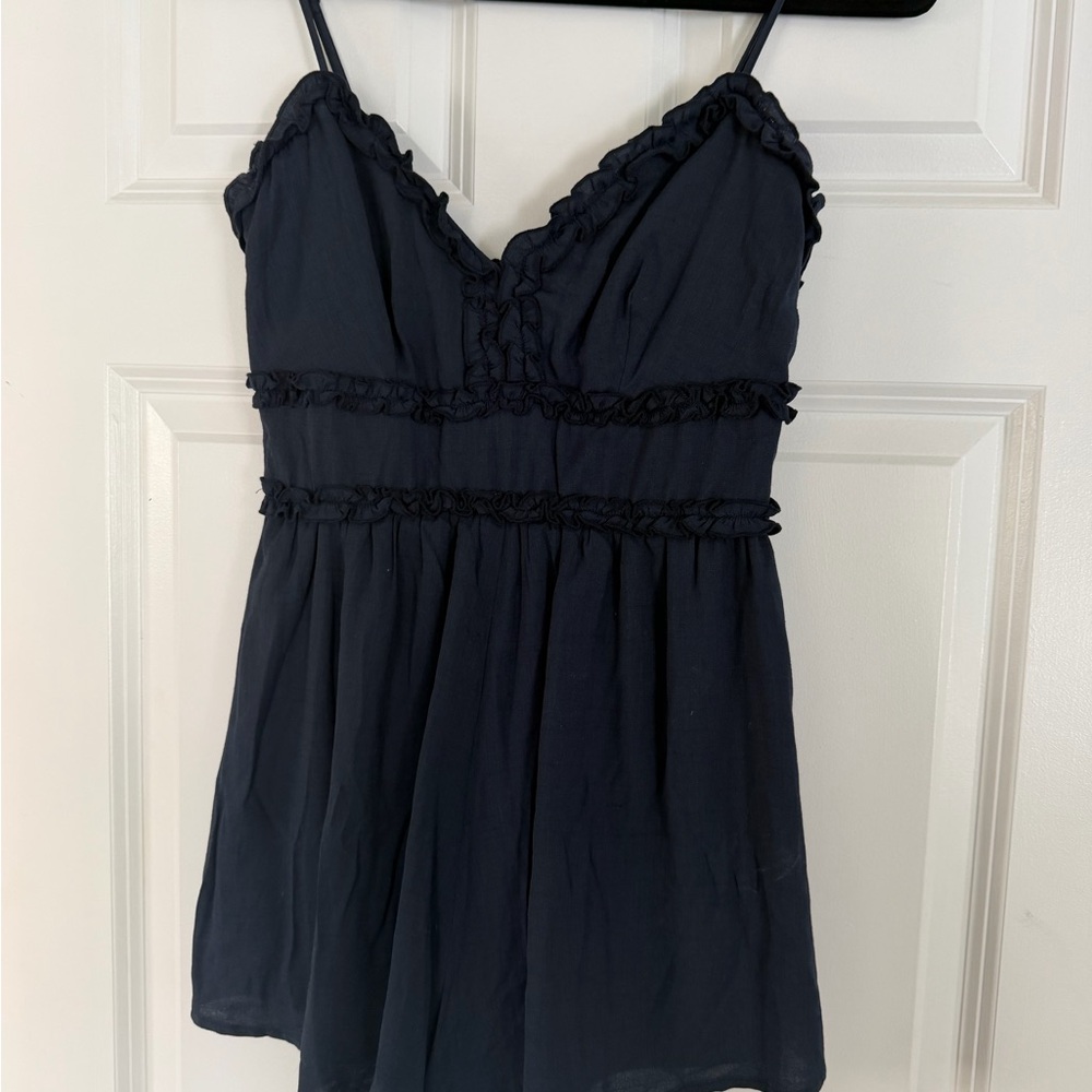 Francesca's Collections Navy Camisole with Ruffle Trim